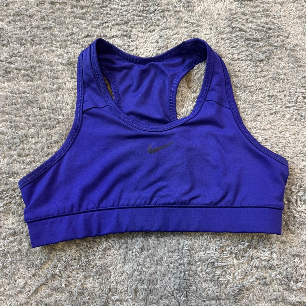 Nike Dri-FIT Swoosh Sports Bra Medium Purple Solid Racerback Activewear